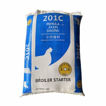 Dedak Makanan Ayam 201C Permulaan / Broiler Chicken Feed | Gold Coin | 50Kg