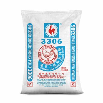 Dedak Makanan Ayam 3306 Pembesaran / Broiler Chicken Feed | HL Feedmills | 25Kg