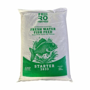 Dedak Makanan Ikan Air Tawar Hero 3833 Permulaan / Floating Freshwater Fish Feed | Palaquin | 20Kg