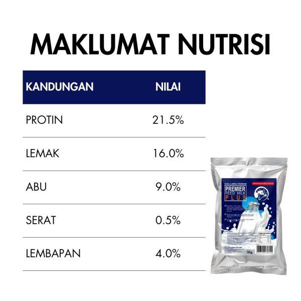 Susu Lembu Premier Feed Milk Plus | SBS Agroternak | 1Kg