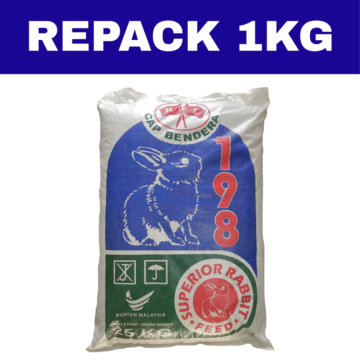 Dedak Makanan Arnab 198 / Rabbit Feed | HL Feedmills | Repack 1Kg