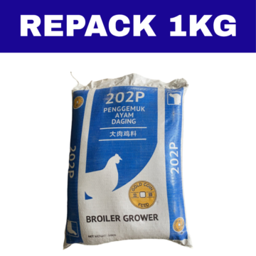 Dedak Makanan Ayam 202P Pembesaran / Broiler Chicken Feed | Gold Coin | Repack 1Kg