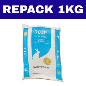 Dedak Makanan Arnab 703P / Rabbit Feed | Gold Coin Feedmills | Repack 1Kg