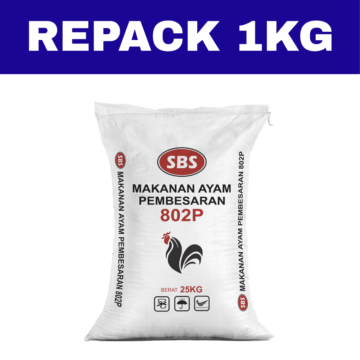 Dedak Makanan Ayam 802P Pembesaran / Broiler Chicken Feed | SBS Agroternak | Repack 1Kg