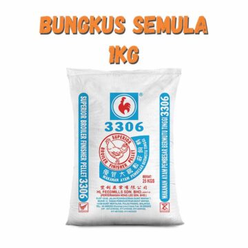 Dedak Makanan Ayam 3306 Pembesaran / Broiler Chicken Feed | HL Feedmills | Repack 1Kg