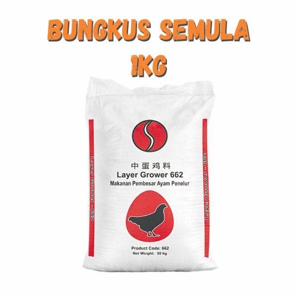 Dedak Makanan Ayam 662 Penelur Pembesaran / Layer Chicken Feed | Soon Soon | Repack 1Kg