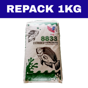 Dedak Makanan Ikan Air Tawar 8833 Pembesaran / Floating Freshwater Fish Feed | HL Feedmills | Repack 1Kg