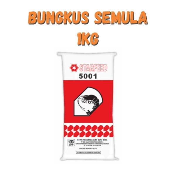 Dedak Makanan Udang Harimau 5001 / Shrimp Feed | Star Feedmills | Repack 1Kg