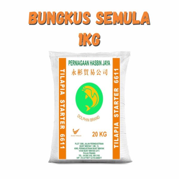 Dedak Makanan Ikan Air Tawar 6611 Permulaan / Floating Freshwater Fish Feed | Hasbin Jaya | Repack 1Kg