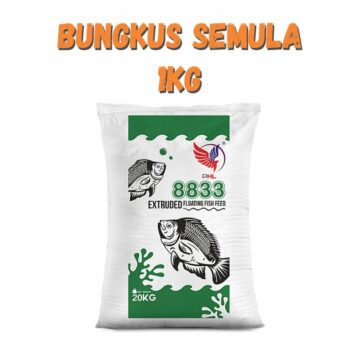 Dedak Makanan Ikan Air Tawar 8833 Pembesaran / Floating Freshwater Fish Feed | HL Feedmills | Repack 1Kg
