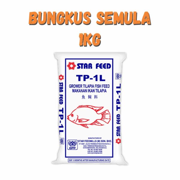 Dedak Makanan Ikan Air Tawar TP-1L Pembesaran / Floating Freshwater Fish Feed | Star Feedmills | Repack 1Kg