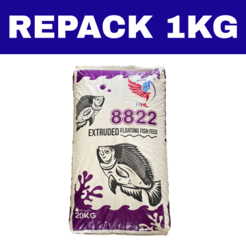 Dedak Makanan Ikan Air Tawar 8822 Pembesaran / Floating Freshwater Fish Feed | HL Feedmills | Repack 1Kg