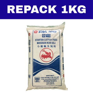 Dedak Makanan Ikan Air Tawar 9910 Permulaan / Floating Freshwater Fish Feed | Star Feedmills | Repack 1Kg