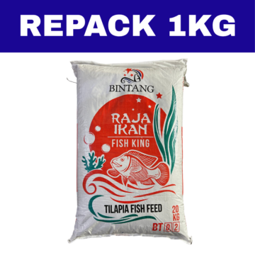 Dedak Makanan Ikan Air Tawar BT02 Pembesaran / Floating Freshwater Fish Feed | Raja Ikan Bintang | Repack 1Kg