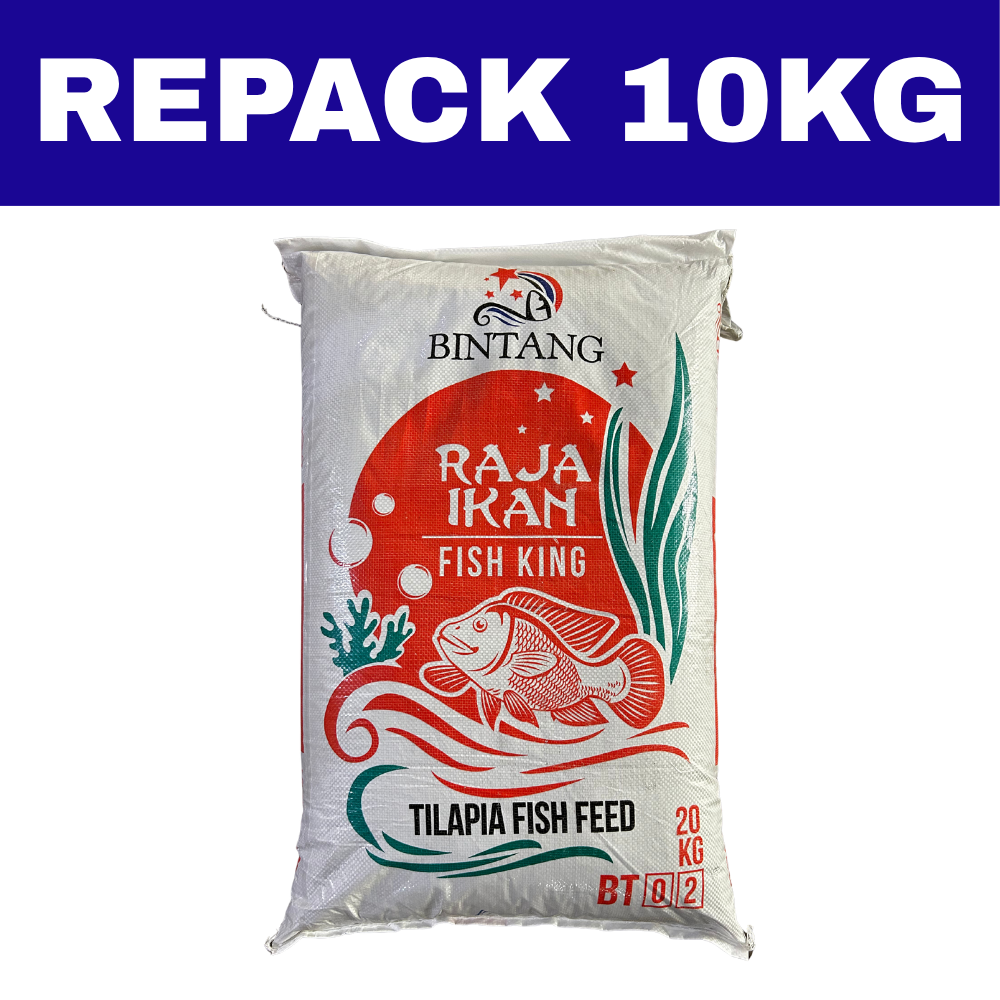 Dedak Makanan Ikan Air Tawar BT02 Pembesaran / Floating Freshwater Fish Feed | Raja Ikan Bintang | Repack 10Kg