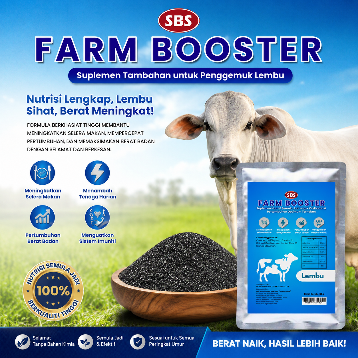 Farm Booster Lembu / Penggemuk Lembu / SBS Agroternak | 100G