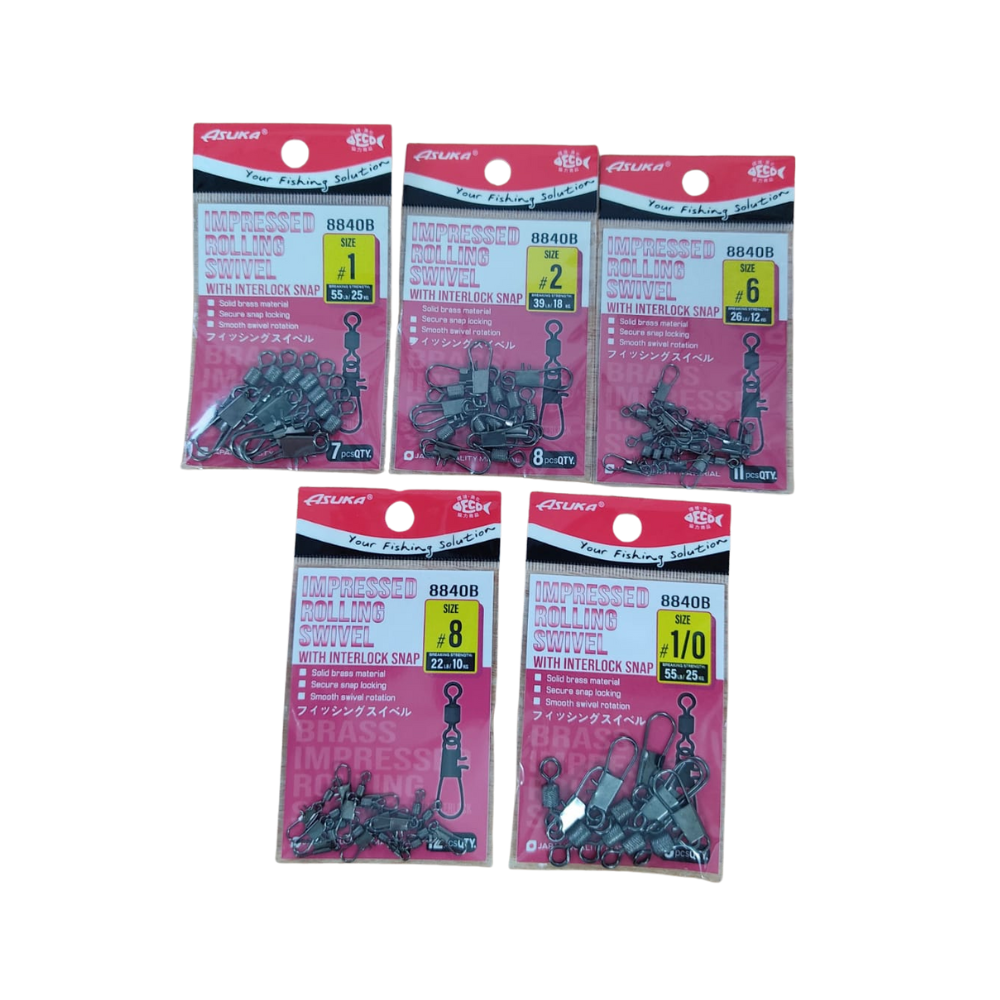 ASUKA Brass Impressed Rolling Swivel with Interlock Snap 8840B