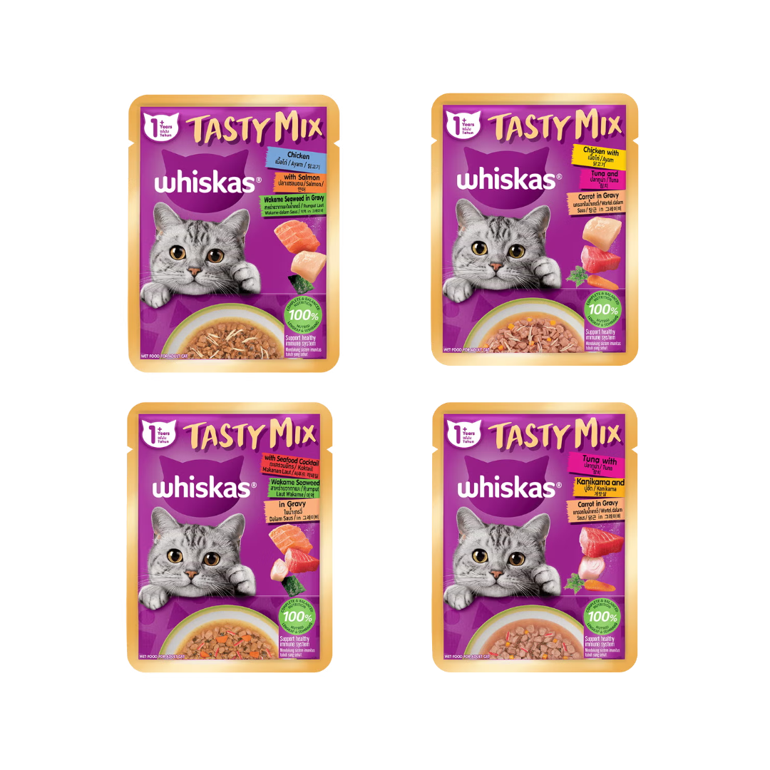 Whiskas Tasty Mix 1+ Years / Makanan Kucing Pouch Wet Food | 70g