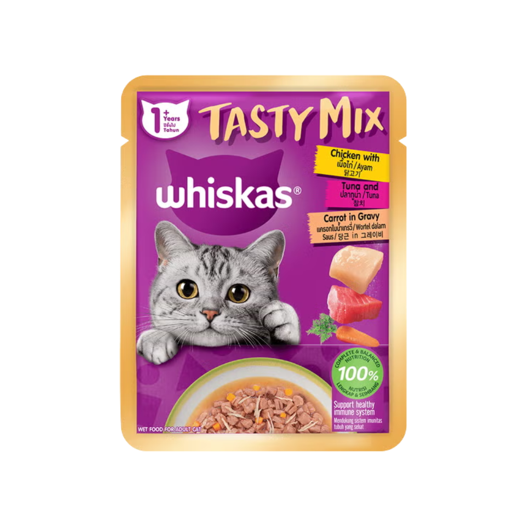 Whiskas Tasty Mix 1+ Years / Makanan Kucing Pouch Wet Food | 70g