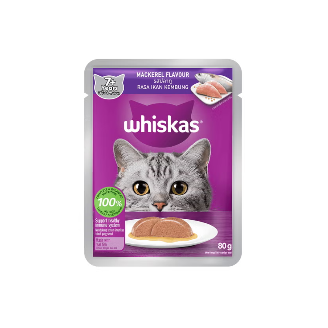 Whiskas Adult 7+ Years / Makanan Kucing Dewasa Pouch Wet Food | 80g