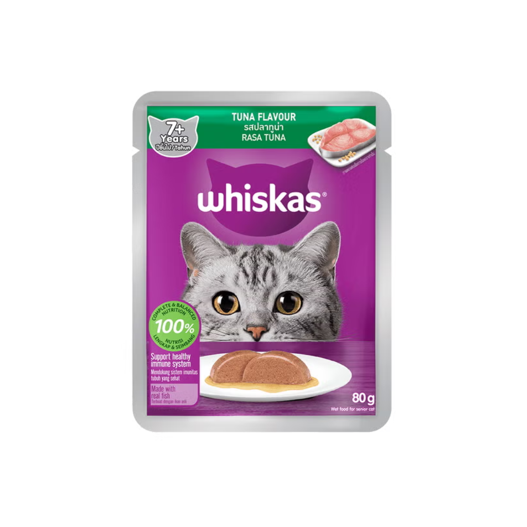 Whiskas Adult 7+ Years / Makanan Kucing Dewasa Pouch Wet Food | 80g