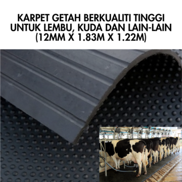 Karpet Getah Berkualiti Tinggi untuk Lembu, Kuda & Haiwan Ternakan (12mm x 1.83m x 1.22m)
