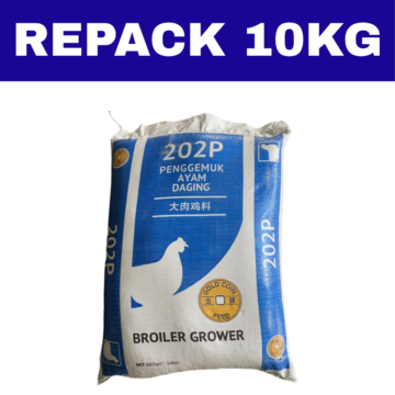Dedak Makanan Ayam 202P Pembesaran / Broiler Chicken Feed | Gold Coin | Repack 10Kg