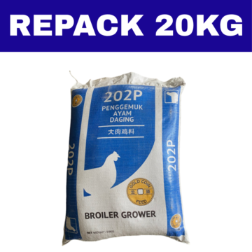 Dedak Makanan Ayam 202P Pembesaran / Broiler Chicken Feed | Gold Coin | Repack 20Kg
