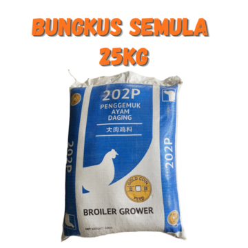 Dedak Makanan Ayam 202P Pembesaran / Broiler Chicken Feed | Gold Coin | Repack 25Kg