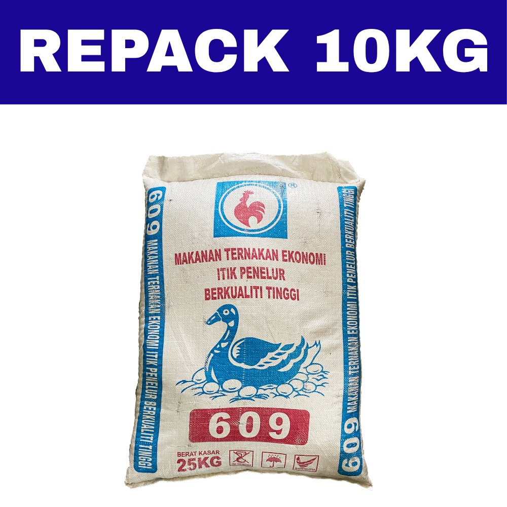 Dedak Makanan Itik Penelur 609 / Layer Duck Feed | HL Feedmills | Repack 10Kg