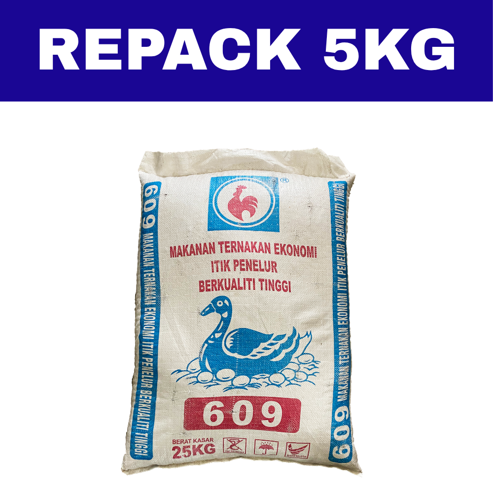 Dedak Makanan Itik Penelur 609 / Layer Duck Feed | HL Feedmills | Repack 5Kg