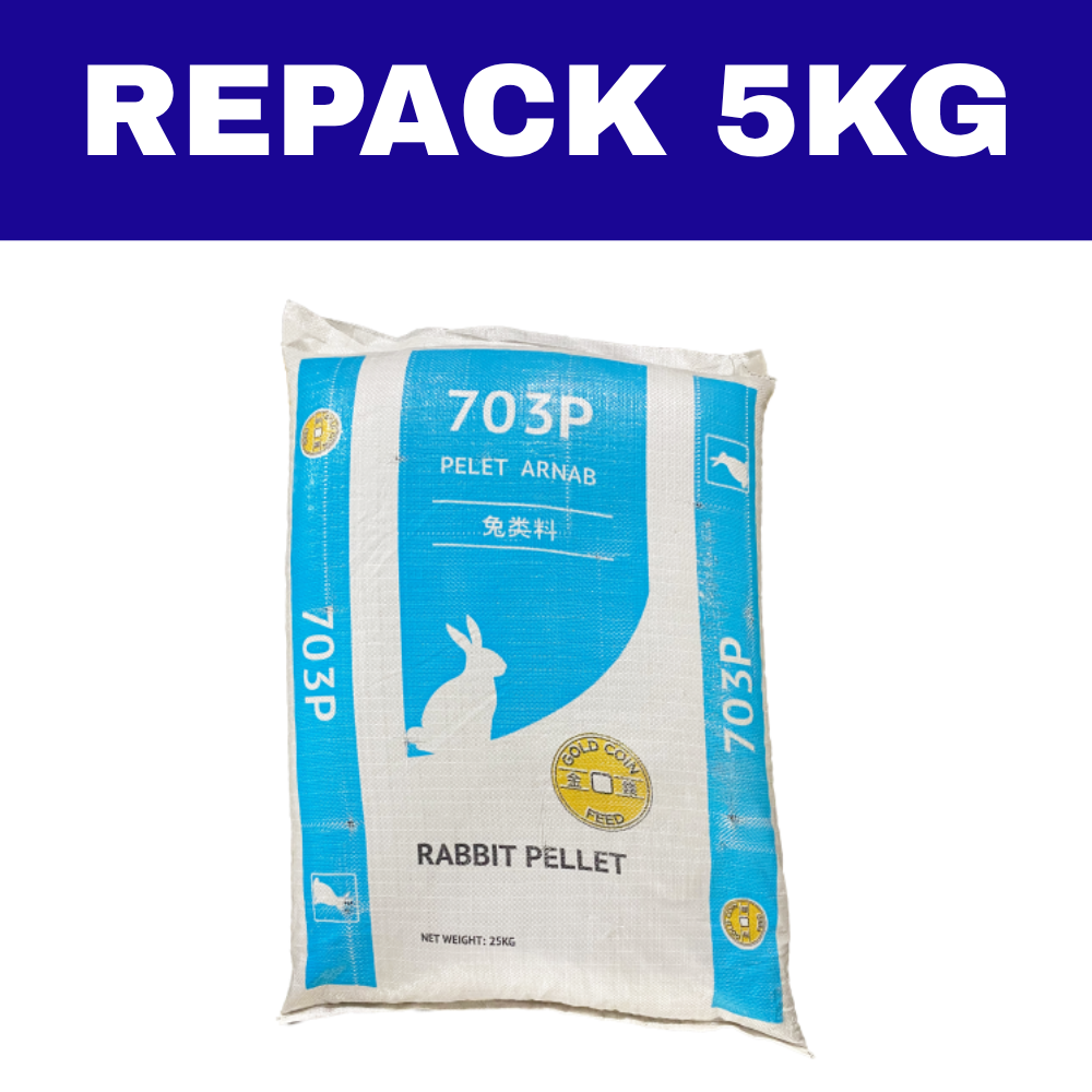 Dedak Makanan Arnab 703P / Rabbit Feed | Gold Coin Feedmills | Repack 5Kg