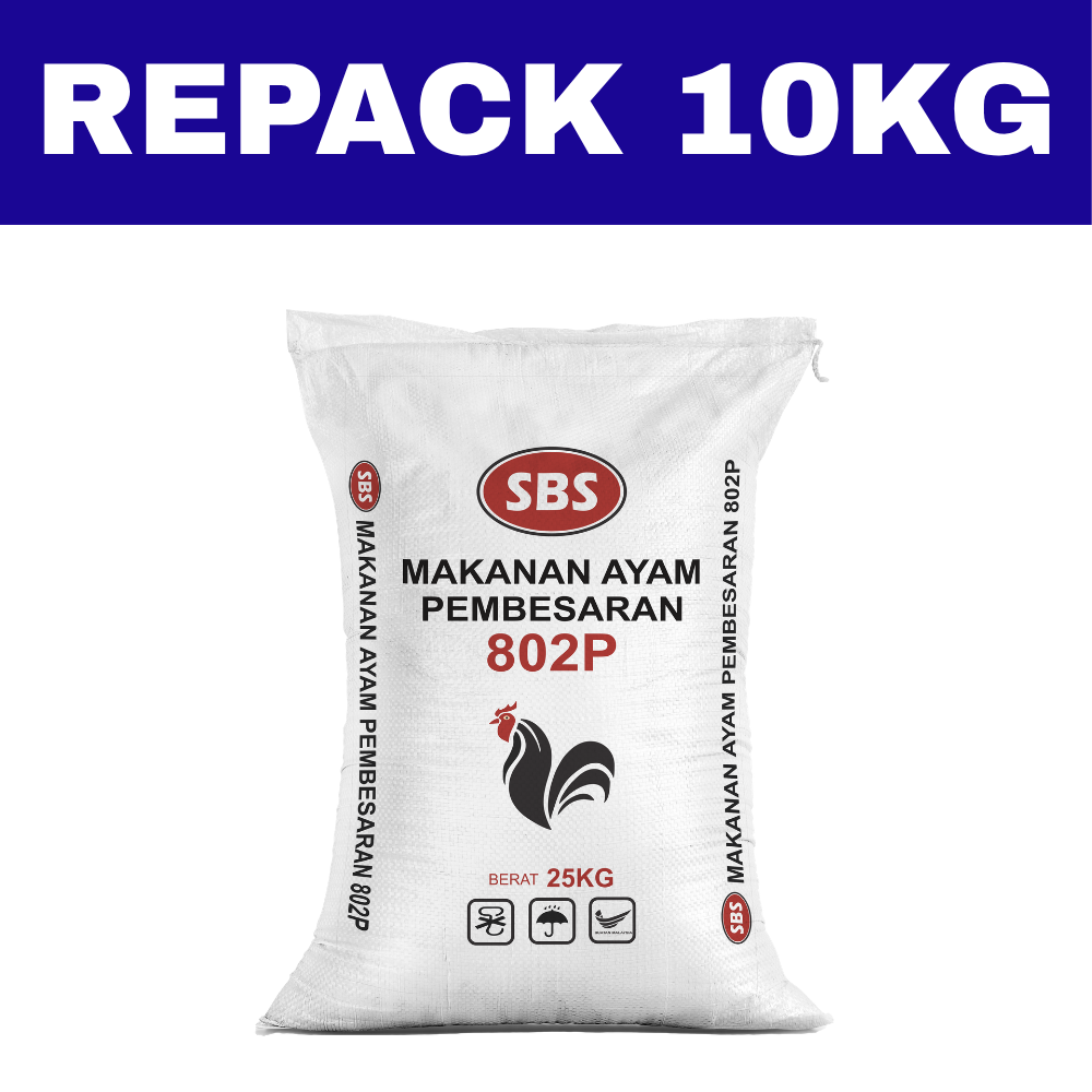 Dedak Makanan Ayam 802P Pembesaran / Broiler Chicken Feed | SBS Agroternak | Repack 10Kg