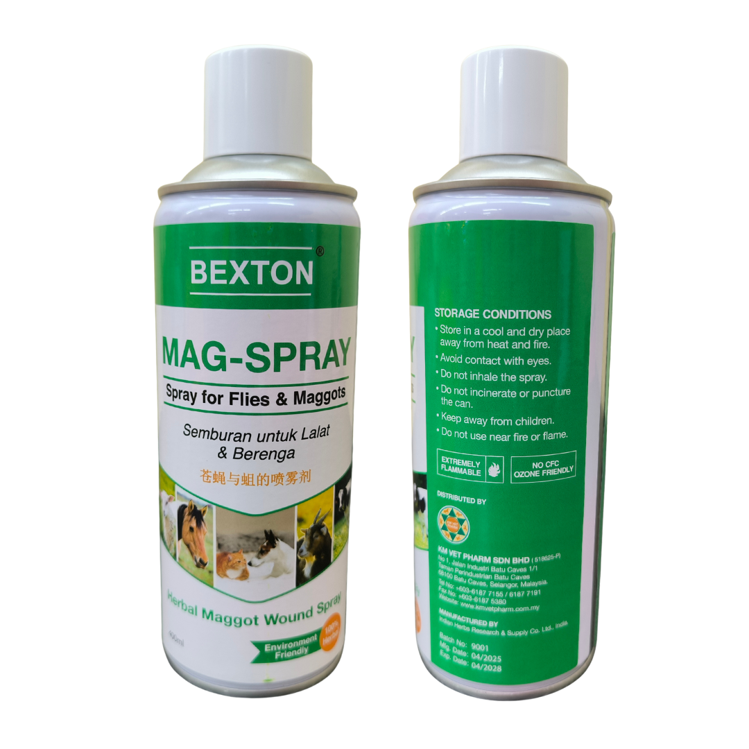 Mag Spray / Magtox Spray /Semburan Anti-Lalat dan Ulat Luka / Herba | Bexton | 400ML