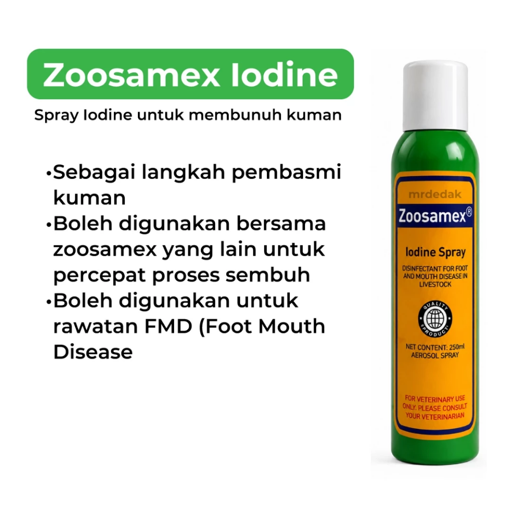 Zoosamex Iodin Spray | Spray Luka Ternakan | 250ml - Image 3