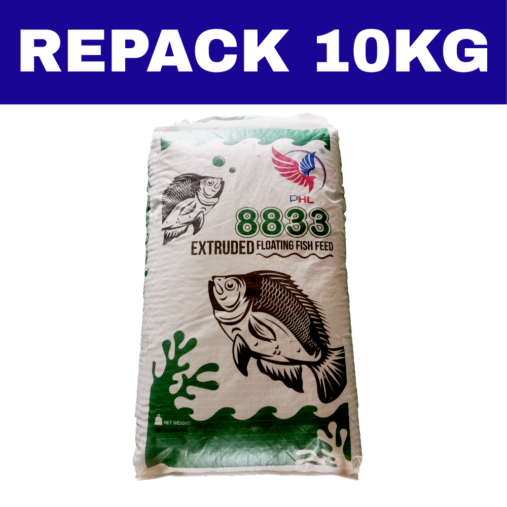 Dedak Makanan Ikan Air Tawar 8833 Pembesaran / Floating Freshwater Fish Feed | HL Feedmills | Repack 10Kg