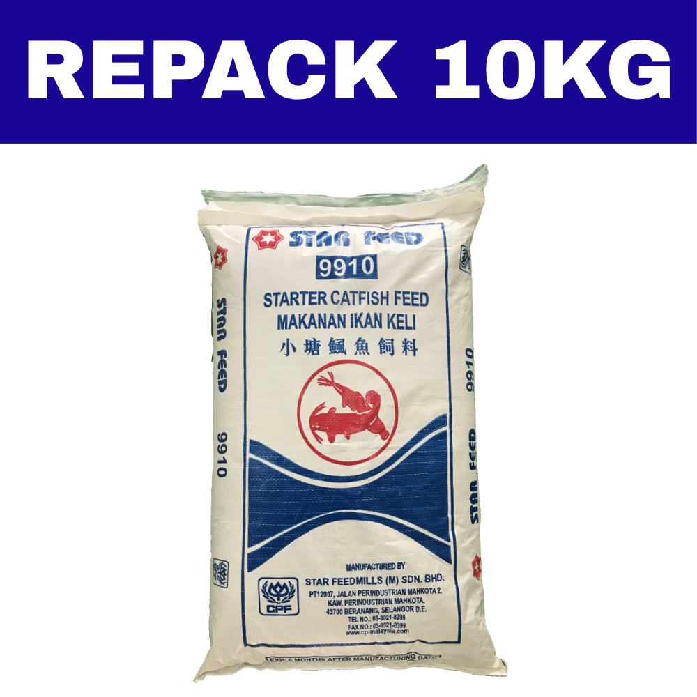 Dedak Makanan Ikan Air Tawar 9910 Permulaan / Floating Freshwater Fish Feed | Star Feedmills | Repack 10Kg