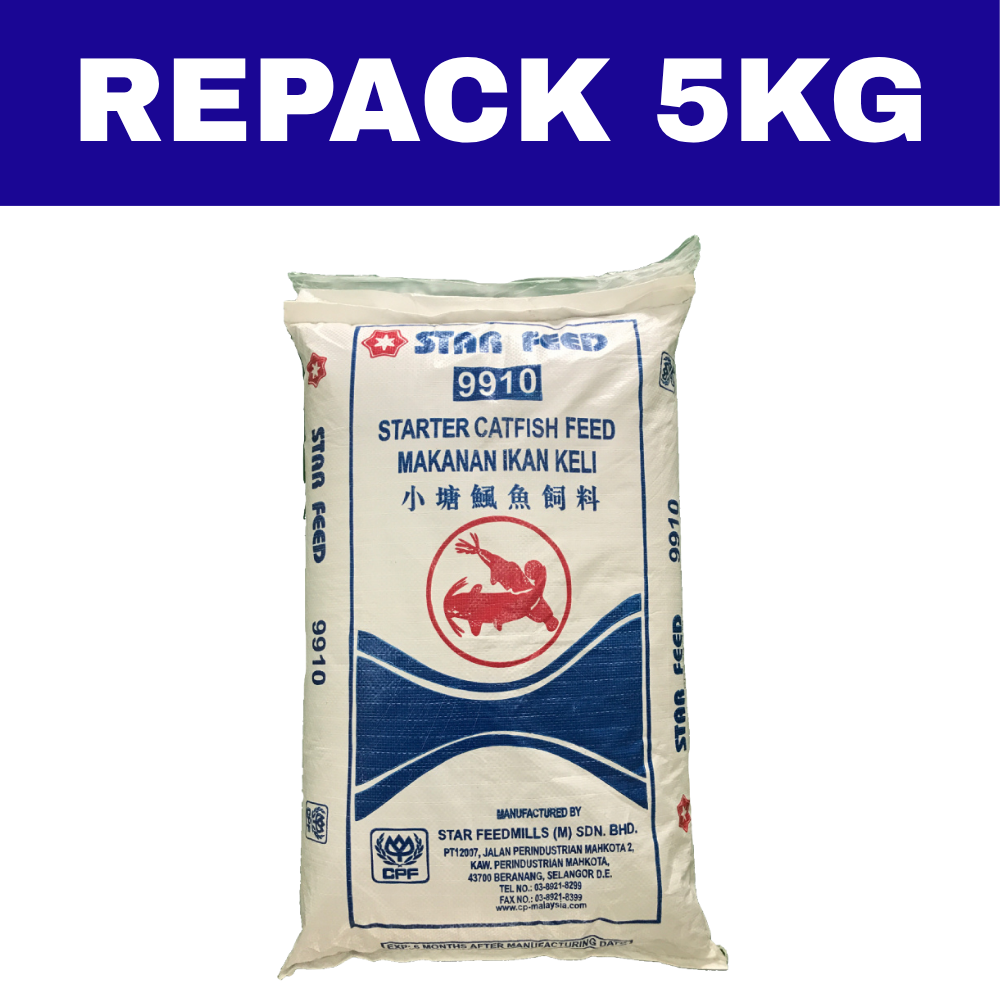 Dedak Makanan Ikan Air Tawar 9910 Permulaan / Floating Freshwater Fish Feed | Star Feedmills | Repack 5Kg